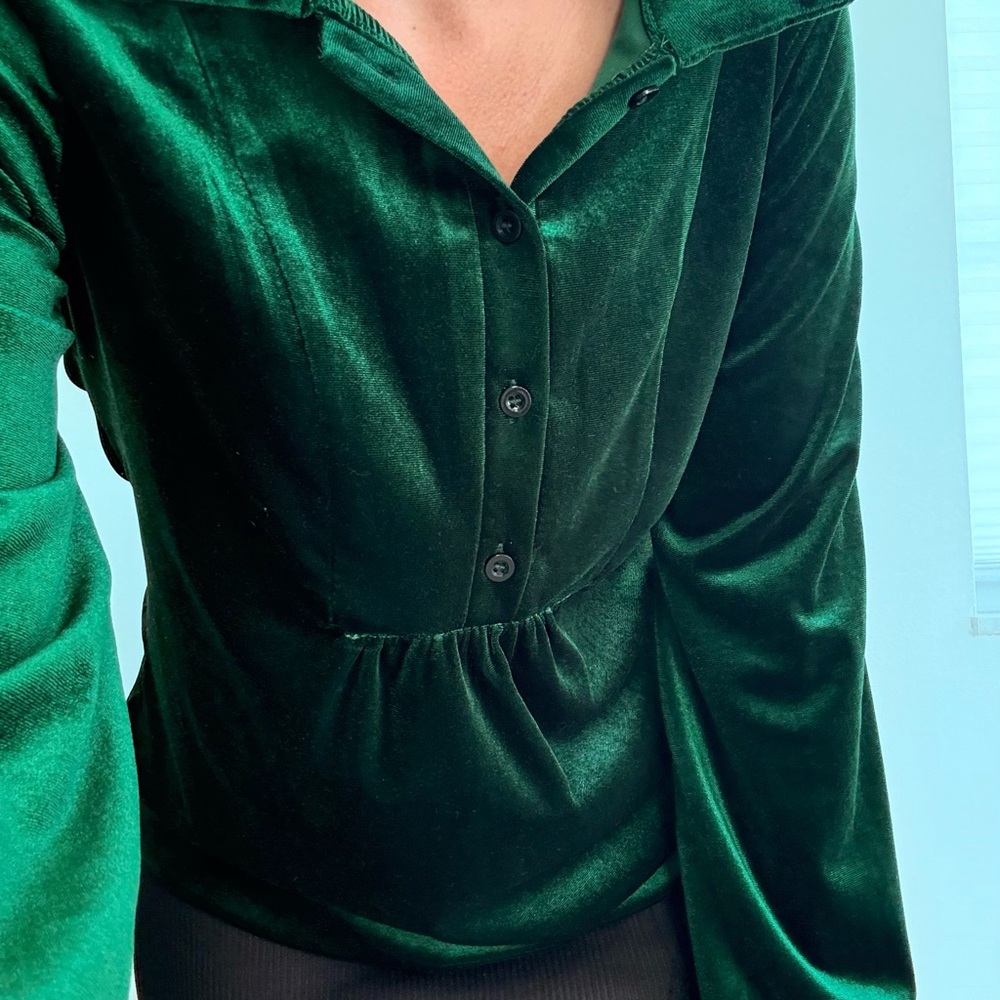Deep Green Velvet Blouse